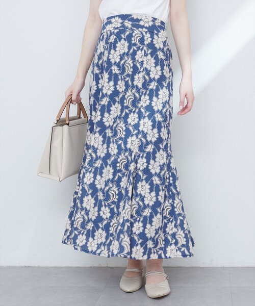 natural couture(ナチュラルクチュール)の「配色レースマーメイドスカート(スカート・レディース・ブラック/アイボリー/ミント/ブルー・FREE)」の11枚目の写真