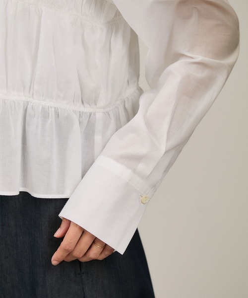 SALON adam et rope'（サロン アダム エ ロペ）の「Shuttlenotesワッシャーローンシャーリングブラウス［洗える］（シャツ/ブラウス・レディース・ブラウン/ブラック/オフホワイト・FREE）」の17枚目の写真