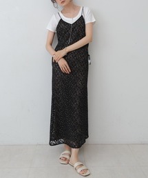 【低身長向けサイズあり】刺繍フラワーキャミワンピース