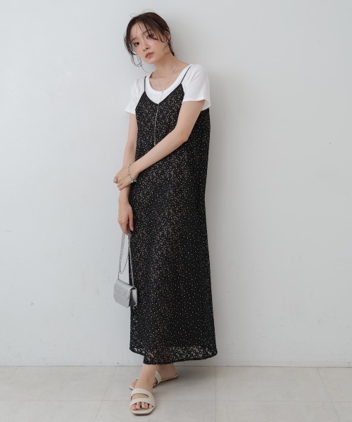 Bab（バブ）の「【低身長向けサイズあり】刺繍フラワーキャミワンピース（ワンピース・レディース・アイボリー/ブラック/グリーン・S/M）」の21枚目の写真
