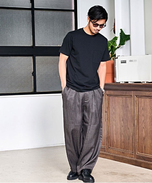CavariA(キャバリア)の「『CavariA/キャバリア』ストライプカーブパンツ(スラックス・メンズ・ネイビー/チャコール・L/M)」の3枚目の写真