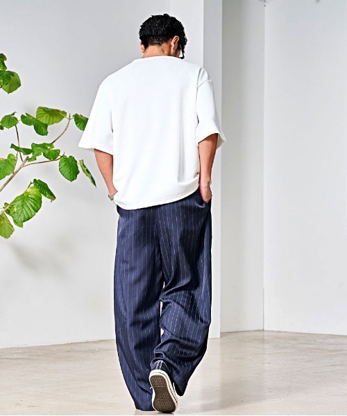 CavariA(キャバリア)の「『CavariA/キャバリア』ストライプカーブパンツ(スラックス・メンズ・ネイビー/チャコール・L/M)」の7枚目の写真