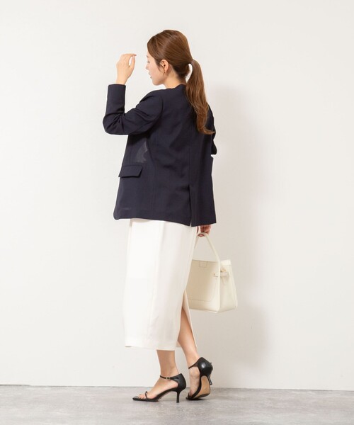 NOLLEY’S（ノーリーズ）の「ウォッシャブルエコボイルノーカラージャケット（ノーカラージャケット・レディース・キャメル/ネイビー・36/38）」の9枚目の写真