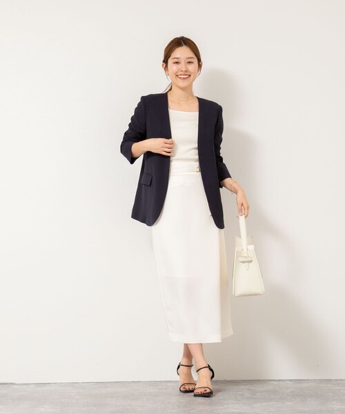 NOLLEY’S（ノーリーズ）の「ウォッシャブルエコボイルノーカラージャケット（ノーカラージャケット・レディース・キャメル/ネイビー・36/38）」の11枚目の写真