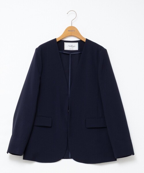 NOLLEY’S（ノーリーズ）の「ウォッシャブルエコボイルノーカラージャケット（ノーカラージャケット・レディース・キャメル/ネイビー・36/38）」の14枚目の写真