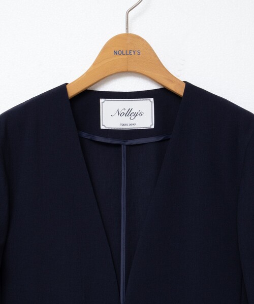 NOLLEY’S（ノーリーズ）の「ウォッシャブルエコボイルノーカラージャケット（ノーカラージャケット・レディース・キャメル/ネイビー・36/38）」の15枚目の写真