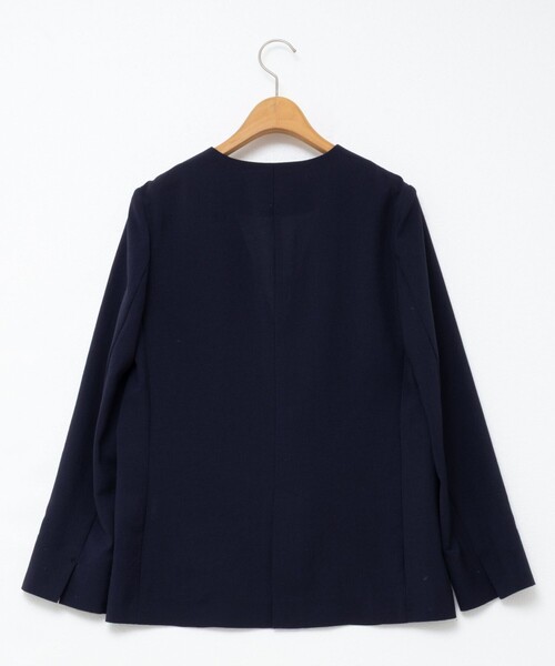 NOLLEY’S（ノーリーズ）の「ウォッシャブルエコボイルノーカラージャケット（ノーカラージャケット・レディース・キャメル/ネイビー・36/38）」の18枚目の写真