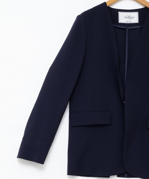 NOLLEY’S（ノーリーズ）の「ウォッシャブルエコボイルノーカラージャケット（ノーカラージャケット・レディース・キャメル/ネイビー・36/38）」の21枚目の写真