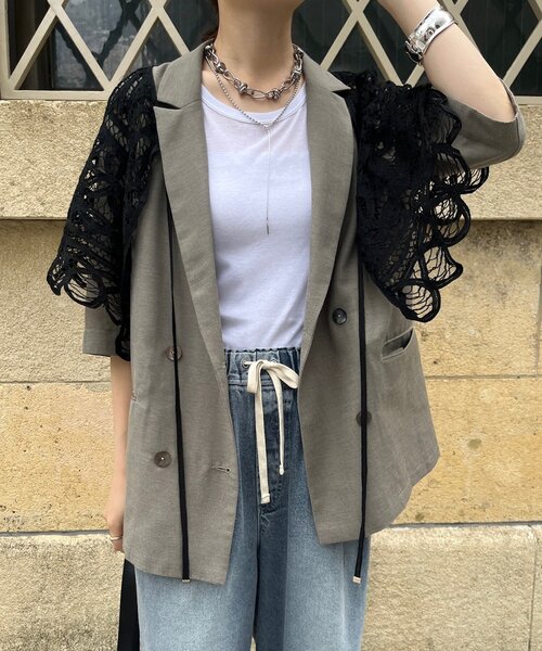 DouDou（ドゥドゥ）の「バテンレースボレロ（ストール/ショール・レディース・ブラック/ホワイト・FREE）」の3枚目の写真