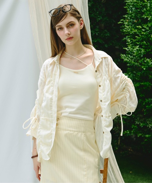shirring ribbon tops / シャーリングリボントップス（シャツ