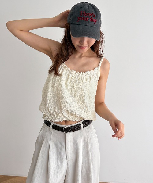 CANAL JEAN（キャナルジーン）の「El mar　クリンクルキャミ（キャミソール・レディース・アイボリー/ブラウン・ONE SIZE）」の2枚目の写真