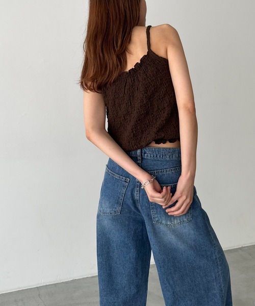 CANAL JEAN（キャナルジーン）の「El mar　クリンクルキャミ（キャミソール・レディース・アイボリー/ブラウン・ONE SIZE）」の3枚目の写真