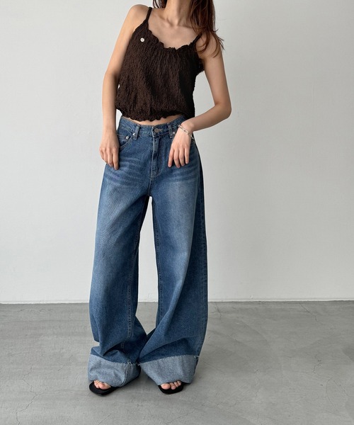 CANAL JEAN（キャナルジーン）の「El mar　クリンクルキャミ（キャミソール・レディース・アイボリー/ブラウン・ONE SIZE）」の4枚目の写真