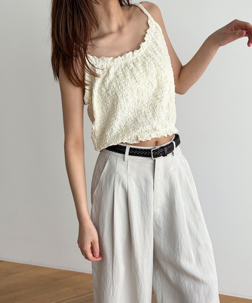 CANAL JEAN（キャナルジーン）の「El mar　クリンクルキャミ（キャミソール・レディース・アイボリー/ブラウン・ONE SIZE）」の5枚目の写真