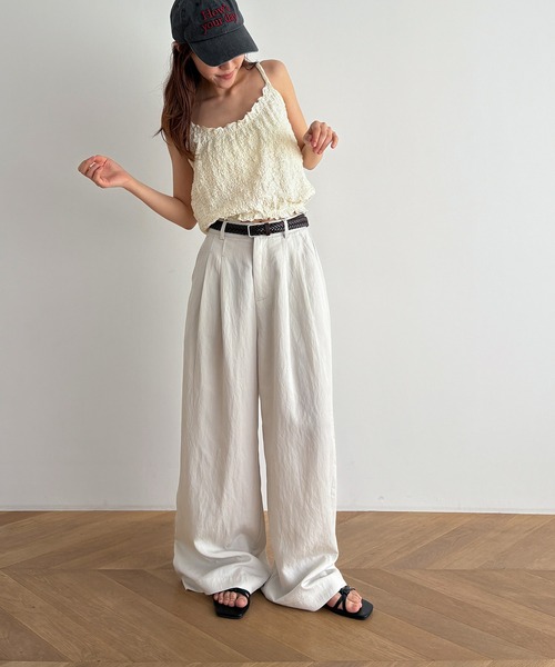 CANAL JEAN（キャナルジーン）の「El mar　クリンクルキャミ（キャミソール・レディース・アイボリー/ブラウン・ONE SIZE）」の7枚目の写真