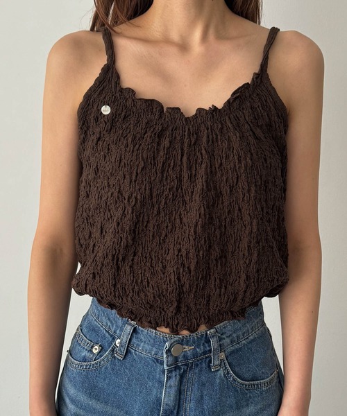 CANAL JEAN（キャナルジーン）の「El mar　クリンクルキャミ（キャミソール・レディース・アイボリー/ブラウン・ONE SIZE）」の8枚目の写真