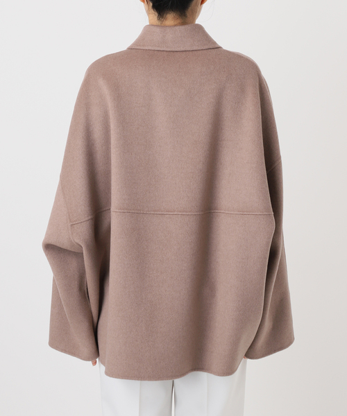 専用です⭐︎ebure ノーカラードルマンスリーブコート 配色ラインワイドスリーブノーカラーロングコート（ノーカラー