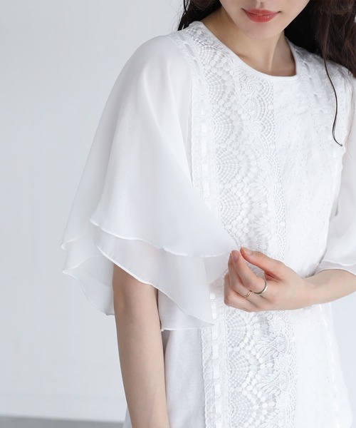 somari imagination(ソマリ イマジネーション)の「『フレア袖レースデザインカットソー』(Tシャツ/カットソー・レディース・オフホワイト/ブラック・1/2)」の16枚目の写真