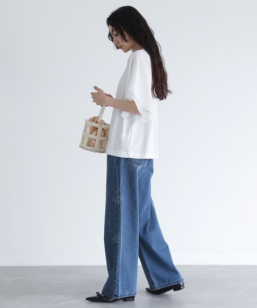 somari imagination(ソマリ イマジネーション)の「『フレア袖レースデザインカットソー』(Tシャツ/カットソー・レディース・オフホワイト/ブラック・1/2)」の20枚目の写真