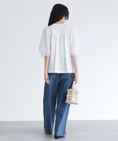 somari imagination(ソマリ イマジネーション)の「『フレア袖レースデザインカットソー』(Tシャツ/カットソー・レディース・オフホワイト/ブラック・1/2)」の22枚目の写真