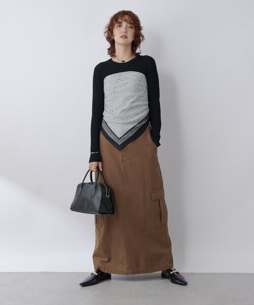 RIVE DROITE（リヴドロワ）の「【アレンジ自在！】スクエアストール（ストール/ショール・レディース・マスタード/ブラック・FREE）」の9枚目の写真