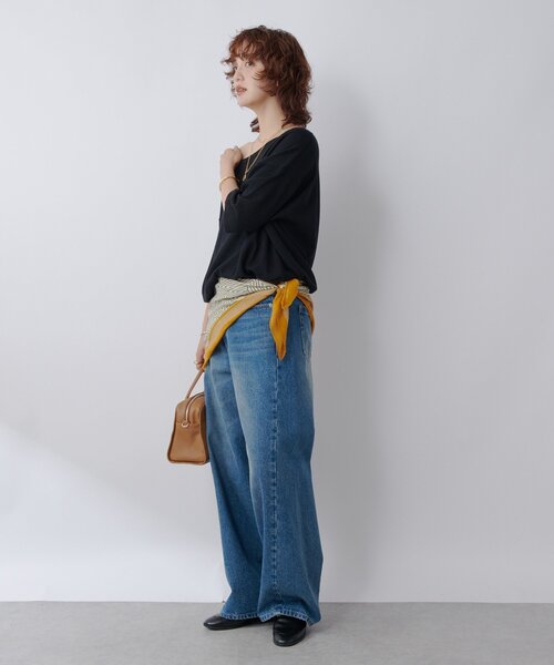 RIVE DROITE（リヴドロワ）の「【アレンジ自在！】スクエアストール（ストール/ショール・レディース・マスタード/ブラック・FREE）」の18枚目の写真