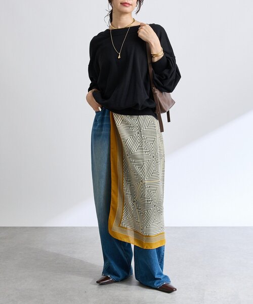 RIVE DROITE（リヴドロワ）の「【アレンジ自在！】スクエアストール（ストール/ショール・レディース・マスタード/ブラック・FREE）」の21枚目の写真