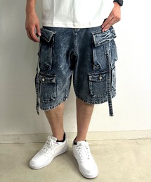 10.5oz ルーズフィット テクノカーゴ デニムハーフパンツ HALHAM