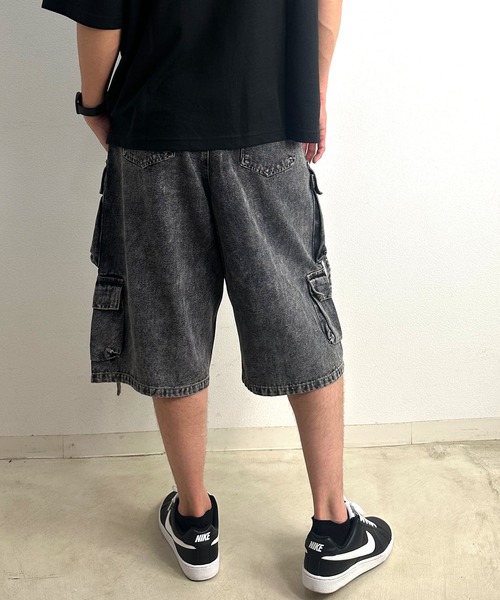 ARCADE(アーケード)の「10.5oz ルーズフィット テクノカーゴ デニムハーフパンツ HALHAM(カーゴパンツ・メンズ・ブルー/ブラック・XL/M/L)」の7枚目の写真