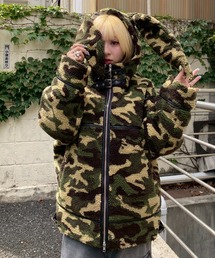 CandyStripper（キャンディストリッパー）フード付ジャケット（カーキ） BOA MIXED BLOUSON | Candy Stripper（キャンディ ストリッパー
