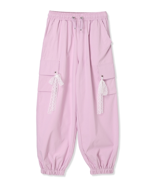 Amourire girl（アムリールガール）の「レースリボン カーゴパンツ（カーゴパンツ・キッズ・パープル/オフホワイト/グレー・140cm/160cm/150cm/130cm）」の21枚目の写真