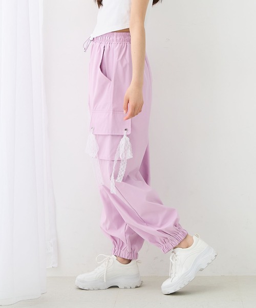 Amourire girl（アムリールガール）の「レースリボン カーゴパンツ（カーゴパンツ・キッズ・パープル/オフホワイト/グレー・140cm/160cm/150cm/130cm）」の13枚目の写真