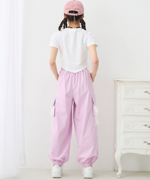 Amourire girl（アムリールガール）の「レースリボン カーゴパンツ（カーゴパンツ・キッズ・パープル/オフホワイト/グレー・140cm/160cm/150cm/130cm）」の17枚目の写真