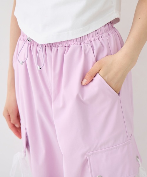 Amourire girl（アムリールガール）の「レースリボン カーゴパンツ（カーゴパンツ・キッズ・パープル/オフホワイト/グレー・140cm/160cm/150cm/130cm）」の18枚目の写真