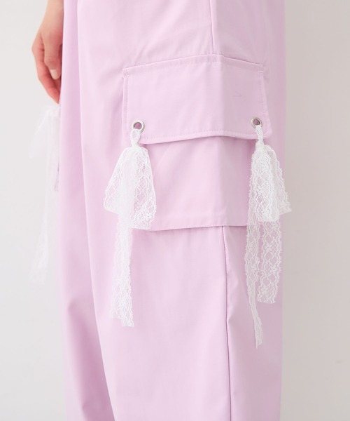 Amourire girl（アムリールガール）の「レースリボン カーゴパンツ（カーゴパンツ・キッズ・パープル/オフホワイト/グレー・140cm/160cm/150cm/130cm）」の20枚目の写真