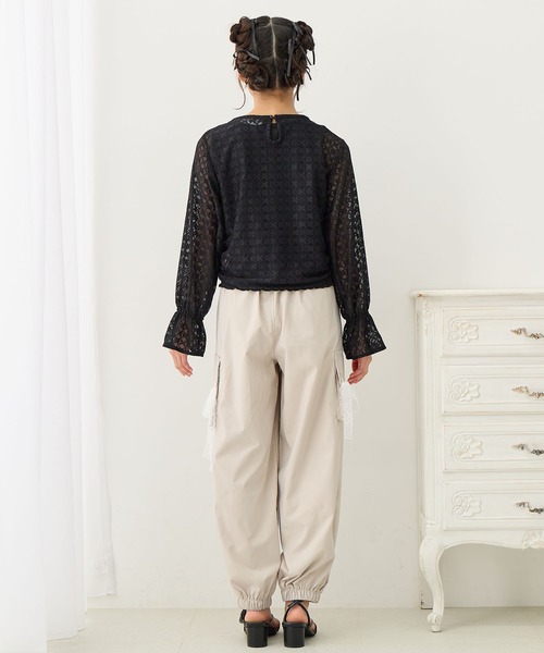 Amourire girl（アムリールガール）の「レースリボン カーゴパンツ（カーゴパンツ・キッズ・パープル/オフホワイト/グレー・140cm/160cm/150cm/130cm）」の9枚目の写真