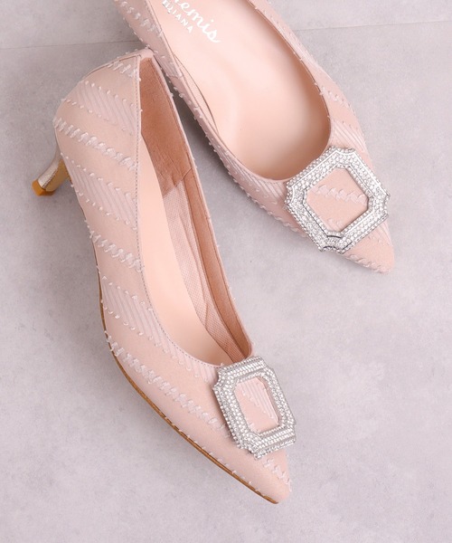 セール】ビジューバックル ポインテッドトゥパンプス（パンプス