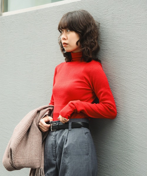 B:MING by BEAMS（ビーミングバイビームス）の「ウール混 リブニット タートルネック (手洗い可)（ニット/セーター・レディース・オフホワイト/ブラック/レッド/ブルー・ONE SIZE）」の9枚目の写真