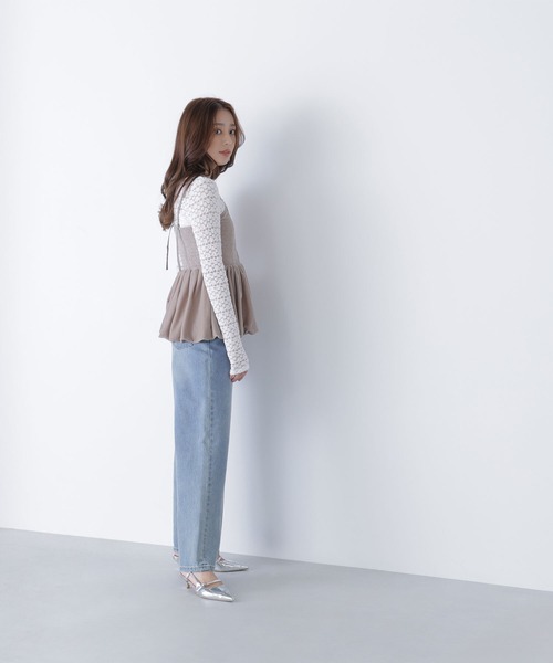 NATURAL BEAUTY BASIC（ナチュラルビューティーベーシック）の「◇ ベルベットキャミビスチェ（キャミソール・レディース・ベージュ/ダークブラウン・FREE）」の11枚目の写真