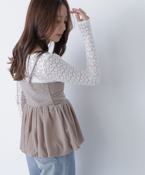 NATURAL BEAUTY BASIC（ナチュラルビューティーベーシック）の「◇ ベルベットキャミビスチェ（キャミソール・レディース・ベージュ/ダークブラウン・FREE）」の14枚目の写真