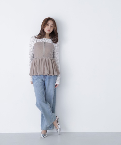 NATURAL BEAUTY BASIC（ナチュラルビューティーベーシック）の「◇ ベルベットキャミビスチェ（キャミソール・レディース・ベージュ/ダークブラウン・FREE）」の15枚目の写真