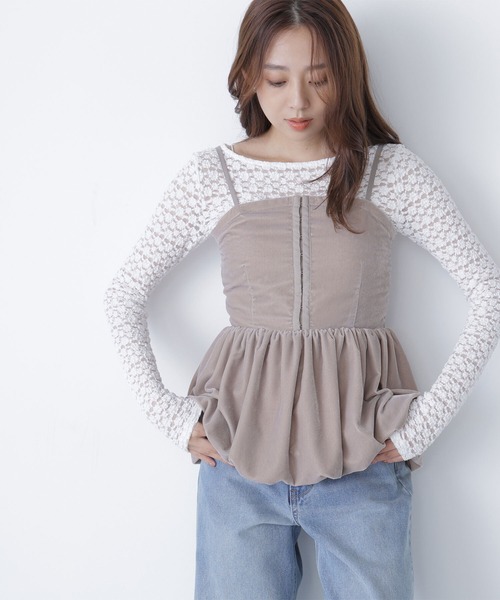 NATURAL BEAUTY BASIC（ナチュラルビューティーベーシック）の「◇ ベルベットキャミビスチェ（キャミソール・レディース・ベージュ/ダークブラウン・FREE）」の16枚目の写真