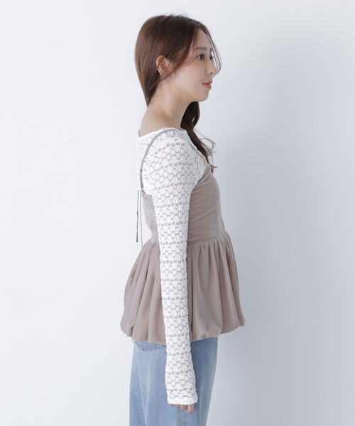 NATURAL BEAUTY BASIC（ナチュラルビューティーベーシック）の「◇ ベルベットキャミビスチェ（キャミソール・レディース・ベージュ/ダークブラウン・FREE）」の18枚目の写真