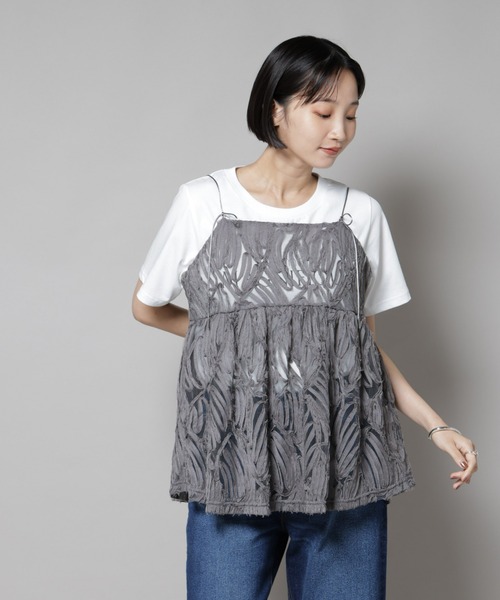 セール】テープ刺繍チュール前後2wayキャミソールビスチェ