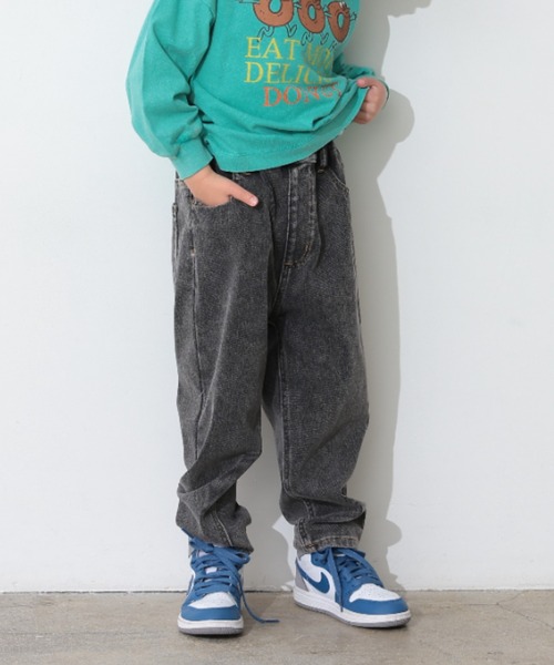 Ocean&Ground(オーシャン&グラウンド)の「Jr.ユーズドウォッシュデニムニットパンツ(スウェットパンツ・キッズ・ダークインディゴブルー/ブラック・150/160)」の4枚目の写真