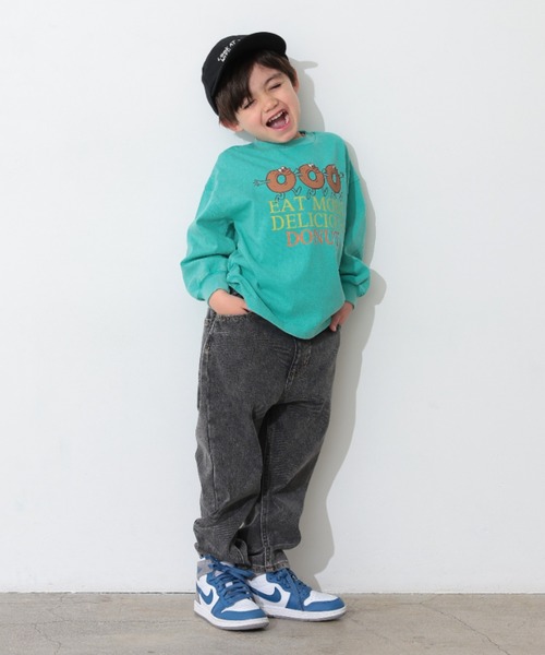 Ocean&Ground(オーシャン&グラウンド)の「Jr.ユーズドウォッシュデニムニットパンツ(スウェットパンツ・キッズ・ダークインディゴブルー/ブラック・150/160)」の7枚目の写真