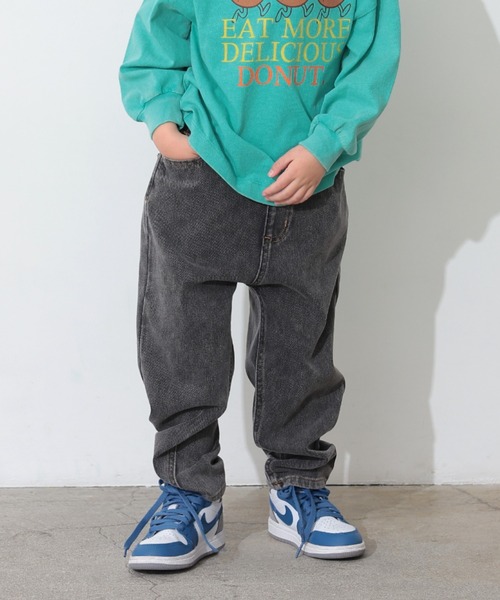 Ocean&Ground(オーシャン&グラウンド)の「Jr.ユーズドウォッシュデニムニットパンツ(スウェットパンツ・キッズ・ダークインディゴブルー/ブラック・150/160)」の3枚目の写真