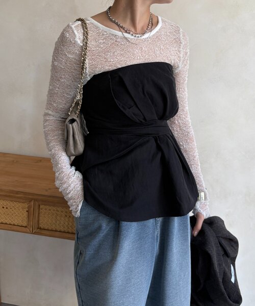 【美品】ドゥドゥ アシメタックビスチェ ブラック フリーサイズ アシメタックビスチェ（シャツ/ブラウス）｜DouDou（ドゥドゥ