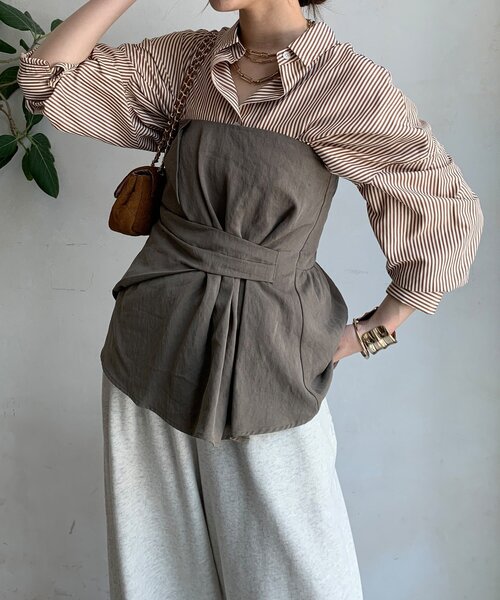 DouDou アシメタックビスチェ チャコールグレー DouDou ブラウス シャツ アシメタックビスチェ レディース