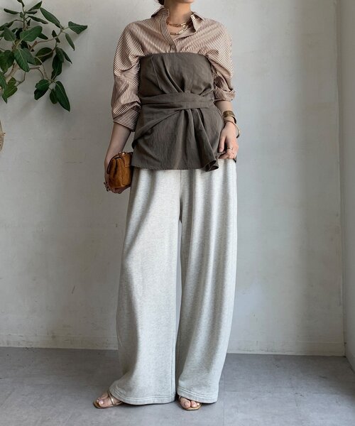 DouDou（ドゥドゥ）の「アシメタックビスチェ（シャツ/ブラウス・レディース・チャコールグレー/カーキ/ブラック/ベージュ・FREE）」の9枚目の写真